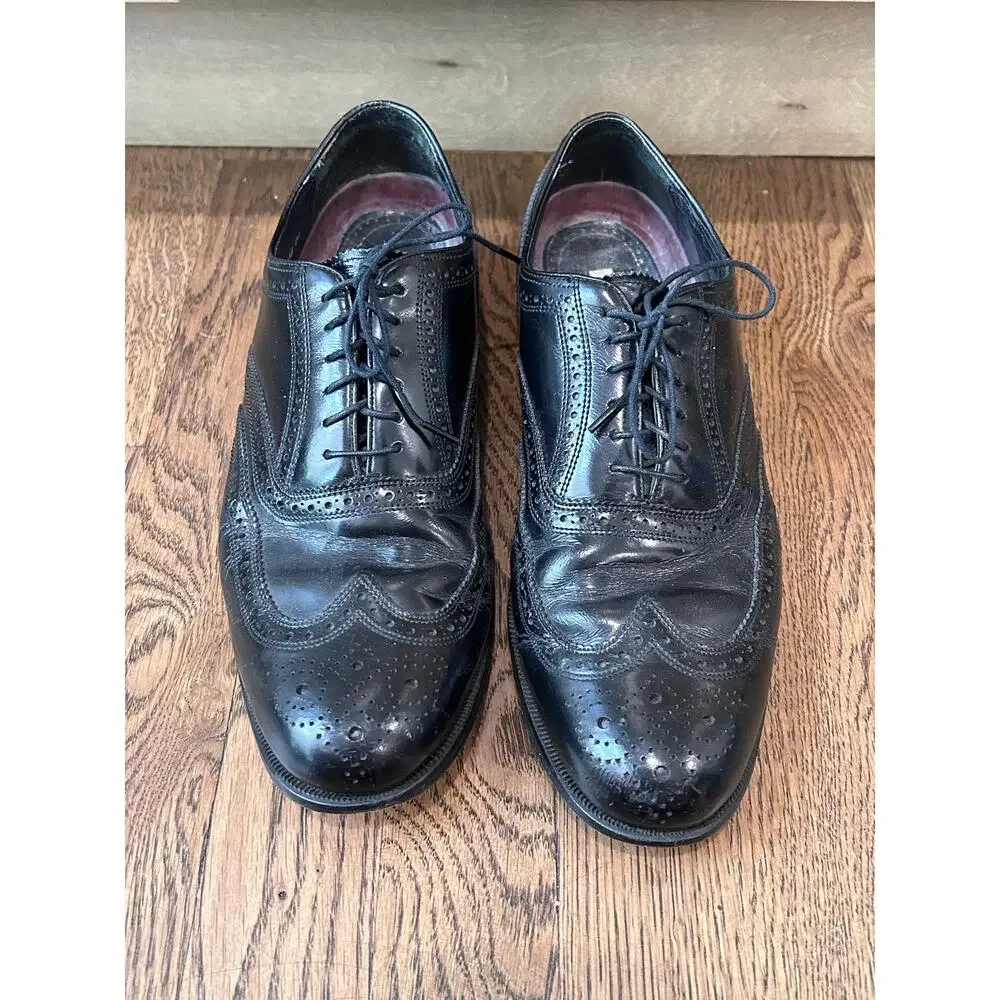 Florsheim Men's Black Leather Wingtip Oxford Brogue Dress Shoes Lace Up Size 9.5